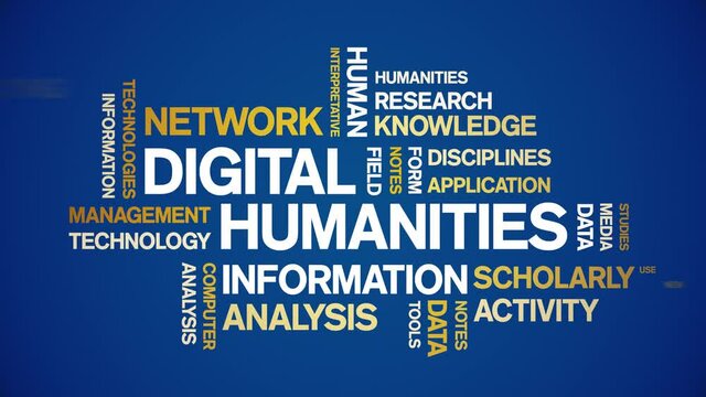 4k Digital Humanities Animated Tag Word Cloud;Text Design Animation typography seamless loop.