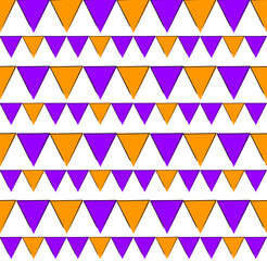 Triangular shape, Triangle flag, purple and orange seamless pattern background. vector illustration for design.