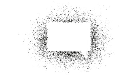 Grunge rectangular speech chat bubble. Flat vector illustration isolated on white