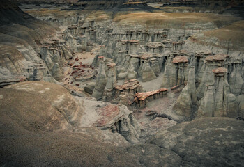 City ​​of stone and clay. Stone city. City center. Unusual place on Earth in Beast, New Mexico, USA