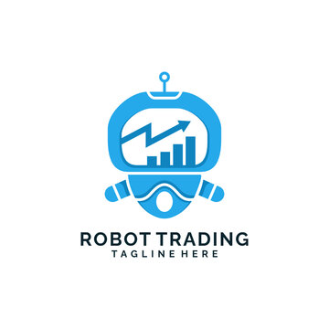 Investment trading robot mascot logo design