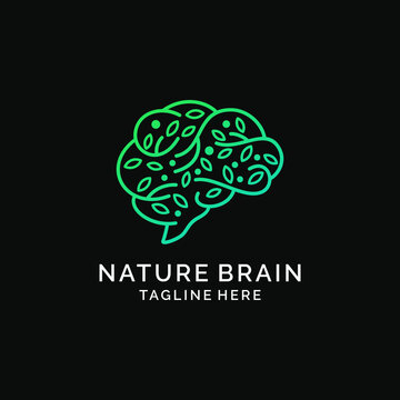 Health brain nature mind logo design