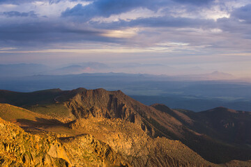 Pikes peak sunset looking north towards denver