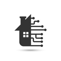 Home automation vector icon or logo. suitable for smart home technology, home security, or home monitoring technology. Line art style with black color