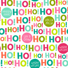 Colorful fun typography seamless pattern for christmas and new year background.
