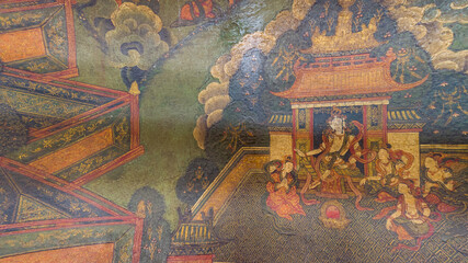 Part of the mural paintings of Chinese Tibetan temples, historical relics