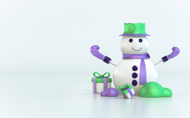 Happy New Year and merry Christmas banner for poster, website header, greeting card, flyer 3d render