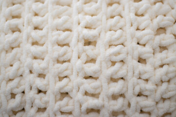 Ivory White Yarn Pattern Texture Closeup Background