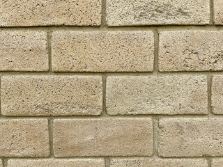 Concrete block wall with  subway pattern texture