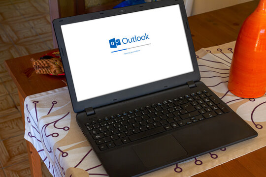 BARCELONA, SPAIN - OCTOBER 20, 2021: Outlook on Laptop screen.