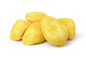 Fresh ripe Jackfruit pulp isolated on white background.