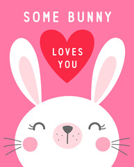 Obraz premium Cute cartoon bunny illustration with text 