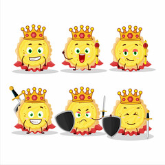 A Charismatic King cheese tart cartoon character wearing a gold crown