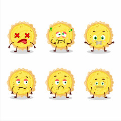 Cheese tart cartoon character with nope expression