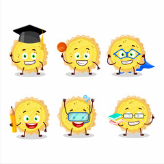 School student of cheese tart cartoon character with various expressions