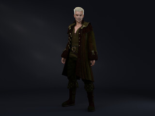 3D Render : Male Vampire character, horror creature character for halloween