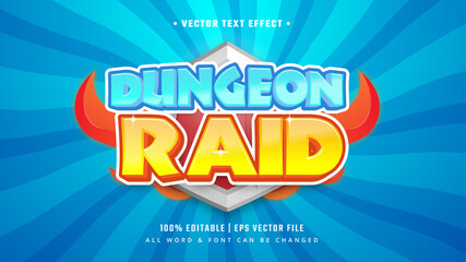 Obraz premium Dungeon Raid Game 3d Text Style Effect. Editable Illustrator Text Style.