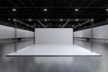 Exhibition stand for mockup and Corporate identity,Display design.Empty booth Design.Retail booth elements in Exhibition hall.booth Design trade show.Blank Booth system of Graphic Resources.3d render.