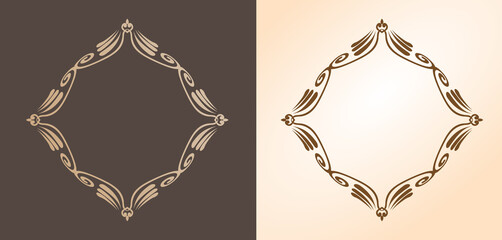 クリスマスをイメージしたフレームデザインのセット。アンティーク。ビンテージ。エレガント