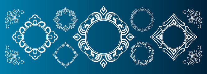 クリスマスをイメージしたフレームデザインのセット。アンティーク。ビンテージ。エレガント