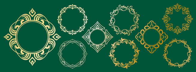 クリスマスをイメージしたフレームデザインのセット。アンティーク。ビンテージ。エレガント