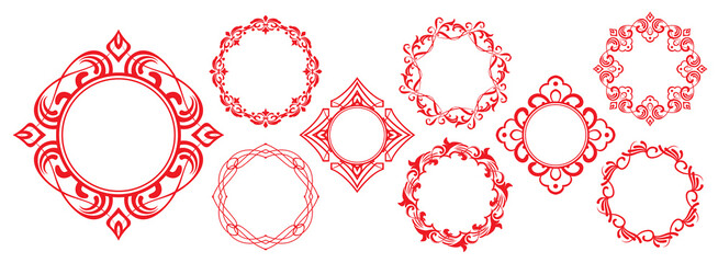 クリスマスをイメージしたフレームデザインのセット。アンティーク。ビンテージ。エレガント