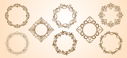 クリスマスをイメージしたフレームデザインのセット。アンティーク。ビンテージ。エレガント