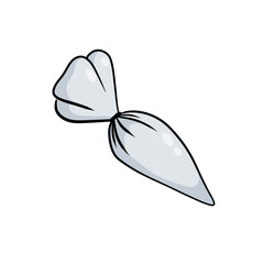 Pastry bag. Piping Cream Cake. Outline Icing bag. Cartoon illustration