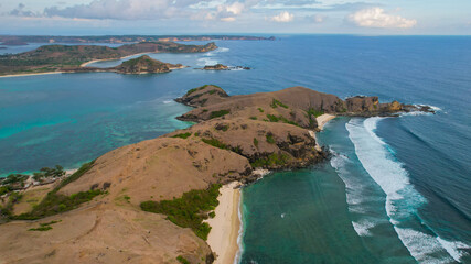 Aerial view of The beauty of Merese hill Lombok island when sunset, West Nusa Tenggara. Lombok, Indonesia
