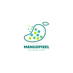 Vector Logo Illustration Mango Pixel Simple Mascot Style.
