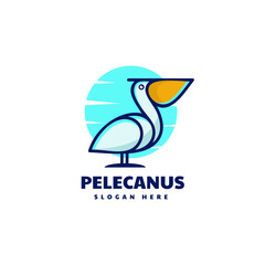 Vector Logo Illustration Pelican Simple Mascot Style.