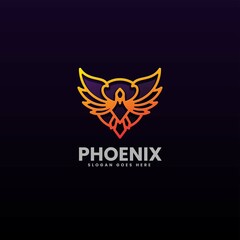 Vector Logo Illustration Phoenix Gradient Line Art Style.