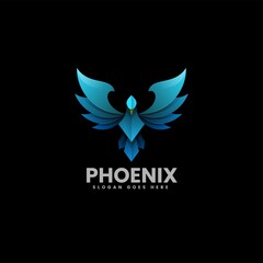 Vector Logo Illustration Phoenix Gradient Colorful Style.