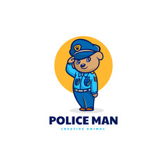 Vector Logo Illustration Police Dog Mascot Cartoon Style.