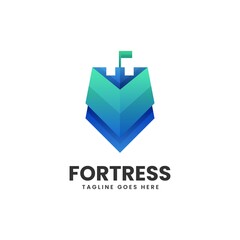 Vector Logo Illustration Fortress Gradient Colorful Style.