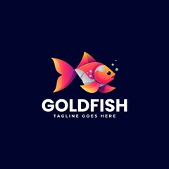 Vector Logo Illustration Goldfish Gradient Colorful Style.