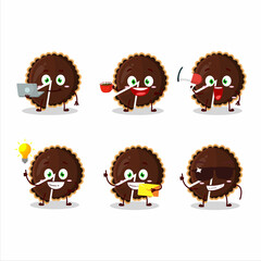 Obraz premium Chocolate tart cartoon character with various types of business emoticons