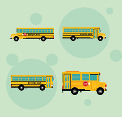 four school buses