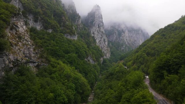 Kosovo Rugova Canyon Misty Mountain Aerial Drone 1.mp4