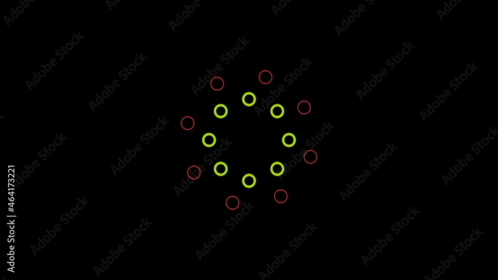 Poster red color clock animation with neon light. neon light clock animation.