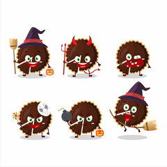 Obraz premium Halloween expression emoticons with cartoon character of chocolate tart