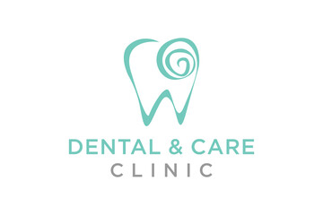 Dental logo design, dentist dental tooth teeth shape and swirl style 