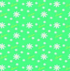 seamless pattern with spring chamomile in vector 