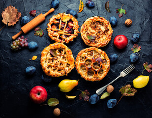 Assortment of autumn fruit pie