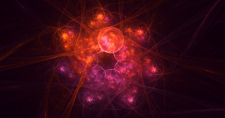 3D rendering abstract multicolor fractal light background