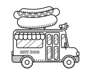 Hot dog van coloring page for kids - 464174608