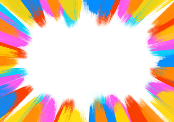 カラフルな吹き出し、バクダン、手描きのフレーム