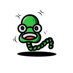 Cute worm mascot icon vector illustration design