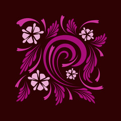 Folk flowers floral art print Flowers abstract art