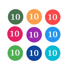 Set of numbers colorful